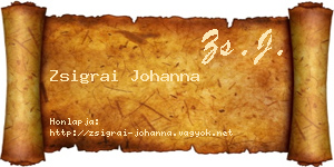 Zsigrai Johanna névjegykártya